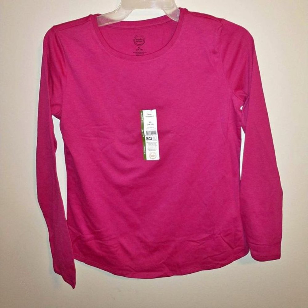 Wonder Nation teen girl long sleeve shirt dark pink  XL 14-16 K-160